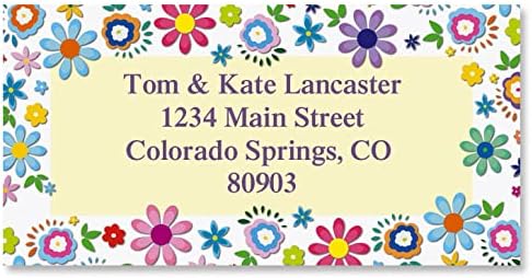 Colorful Images Cheerful Florals Return Address Mailing Labels, Personalize with Name & Address, Set of 144 Self Adhesive, Easy Peel Flat Label Sheets, Large, 1 Design