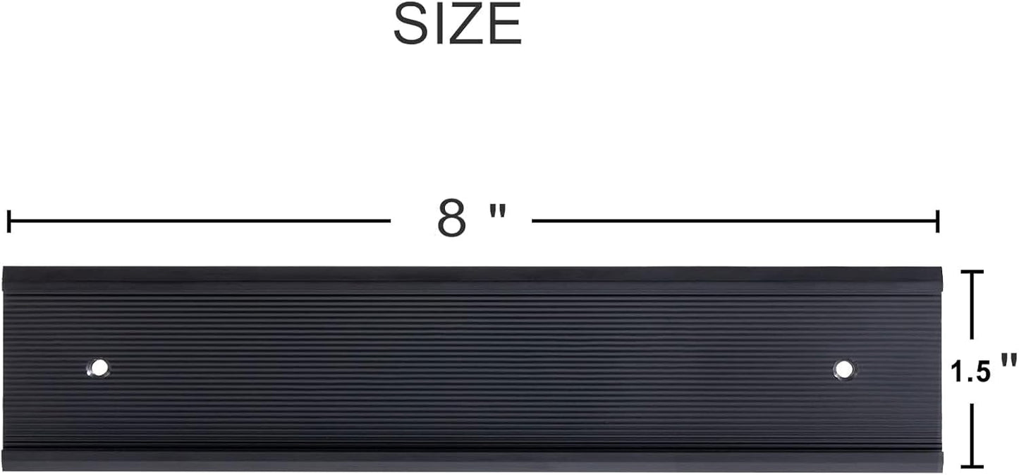 5 Pack Aluminum Wall or Door Name Plate Holder (Black, 1.5" x 8")