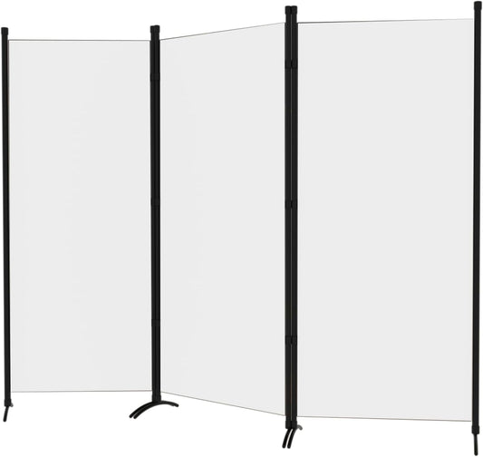 Room Divider 3-Panel Privacy Screen, Portable Screen Steel Frame with Hook&Loop for Home, Office, Classroom, Studio, Meeting (White