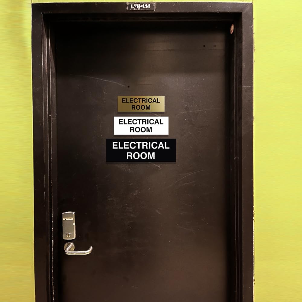 All Quality Basic Electrical Room Door/Wall Sign | Durable Construction | Building Safety - Blue/Gold - Large (1 Pack)