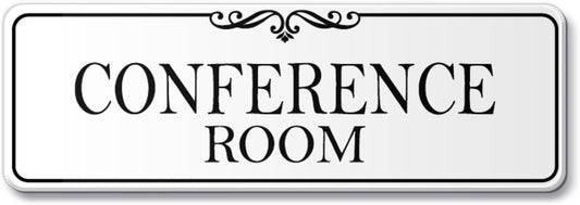 9x3 Inch Conference Room Sign, Acrylic Self-stick Door Wall Signage (Elegant White)