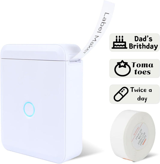 LMASBLTER D110M Label Maker Machine with Tape Portable Bluetooth Sticker Label Printer with Different Fonts Easy to Use Ideal for Home Office Organization Small Business Supplies USB Rechargeable
