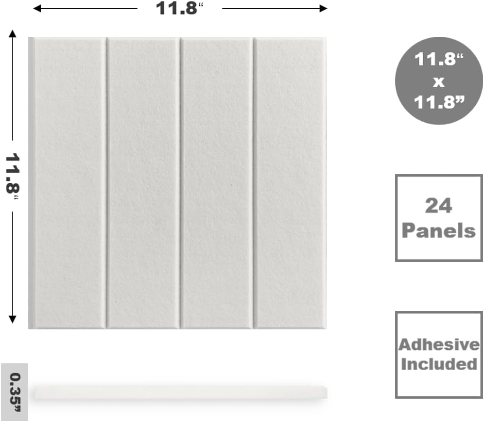 Large Cork Board Alternative - 24-Pack Felt Wall Tiles with Safe Removable Adhesive Tabs, Cork Wall Tiles Bulletin Board Home Office Essentials - Warm White