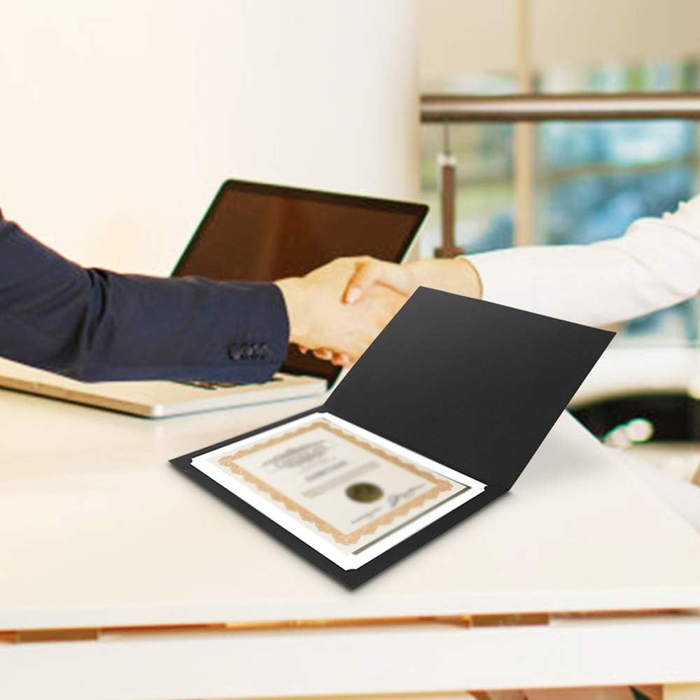 SUNEE Certificate Holders(Black, 50 Packs), Diploma Covers Gold Foil Border, for Letter Size 8.5x11 Certificates, Cardstock, Document Papers