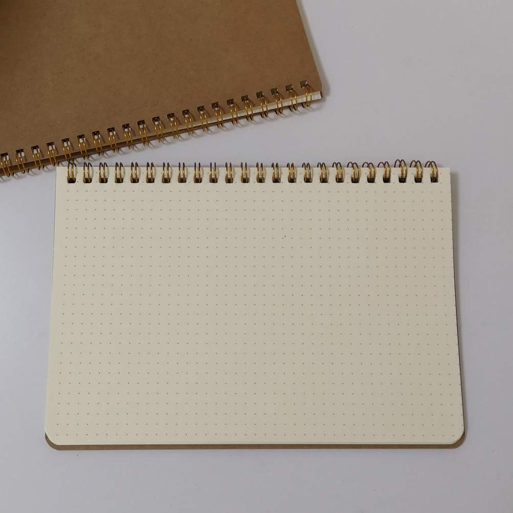 YUREE Softcover Spiral Notebook/Spiral Journal, 50 Sheets (100 Pages) Dot Grid Notebook, 10 Notebooks Per Pack, A5, 8.5" x 5.7", Brown