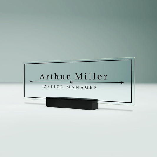 EGD Acrylic Desk Name Plate Personalized I Cute Office Decor I Office Desk Accessories with Various Material Options I Personalized Name Plate with Font Options (10 x 3.5 Inch) (1. Acrylic)