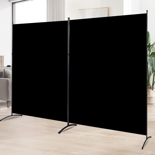 Room Divider 6FT Folding Privacy Screens, Partition Room Dividers w/Freestanding Design, Portable Wall Divider for Room Separtation, Fabric Screen Panel for Home Office Dorm (Black, 2 Panel)