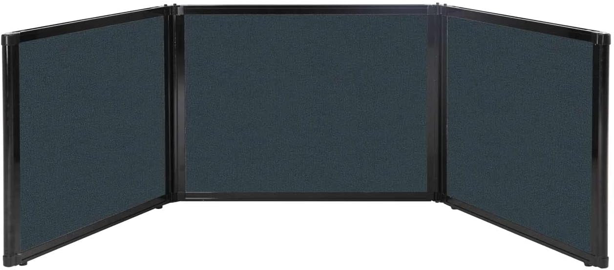 Versare Folding Tabletop Display | 3-Panel Partition | Lightweight Portable Workspace Divider | Blue Spruce 99" x 24"