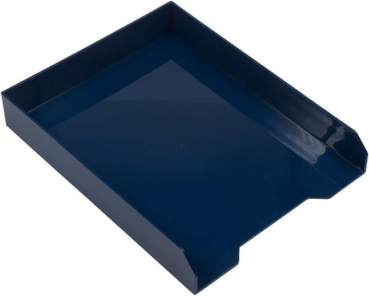 JAM PAPER Stackable Paper Trays - Navy Blue - Desktop Document, Letter, & File Organizer Tray - Sold Individually