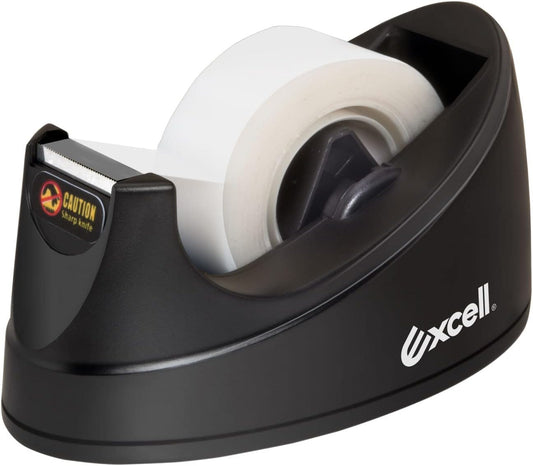 Excell EX-115BK Mini Desktop Tape Dispenser (1" core) with Adhesive Bottom, Tape Dispenser Desk for Home, Office, School and Gift Store Wrapping Purpose- 1Pack (1)