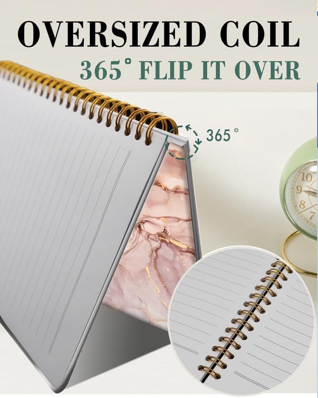 Spiral Journal Notebook,A5 Hardcover Lined Journals for Women Girl 6 x 8.3 in,120 Pages Thick Paper,Cute College Ruled Writing Notebook for Gifts Office Work School(Light Pink Marble)