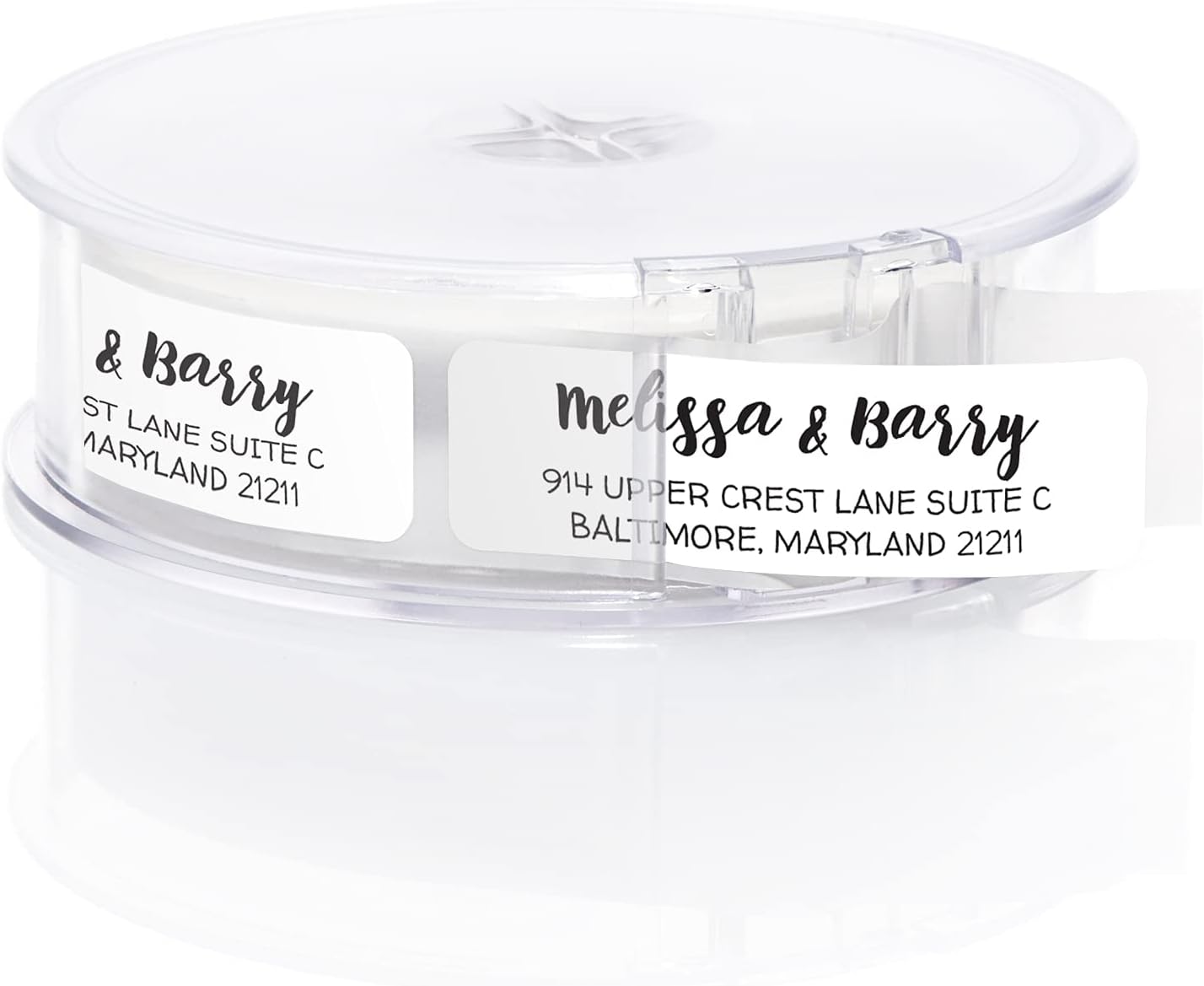 White Modern Rolled Address Labels/Roll of 250 Personalized Address Labels/Designer Return Address Stickers in Elegant Plastic Dispenser