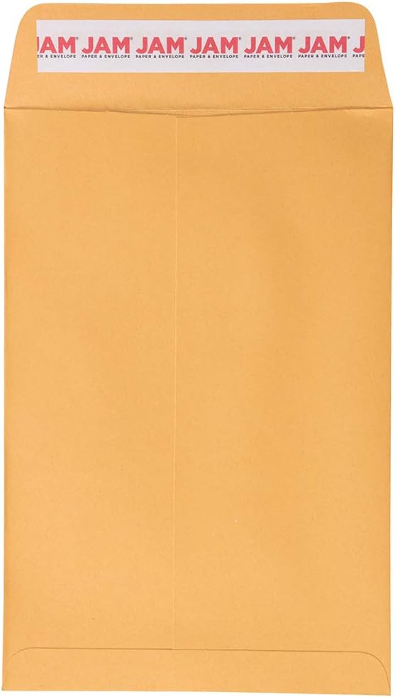 JAM PAPER 6 x 9 Open End Catalog Envelopes with Peel and Seal Closure - Brown Kraft Manila - 100/Pack