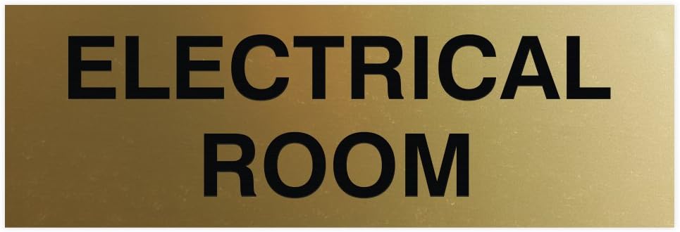 All Quality Basic Electrical Room Door/Wall Sign | Durable Construction | Building Safety - Brushed Gold - Small (1 Pack)