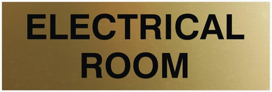All Quality Basic Electrical Room Door/Wall Sign | Durable Construction | Building Safety - Brushed Gold - Large (1 Pack)