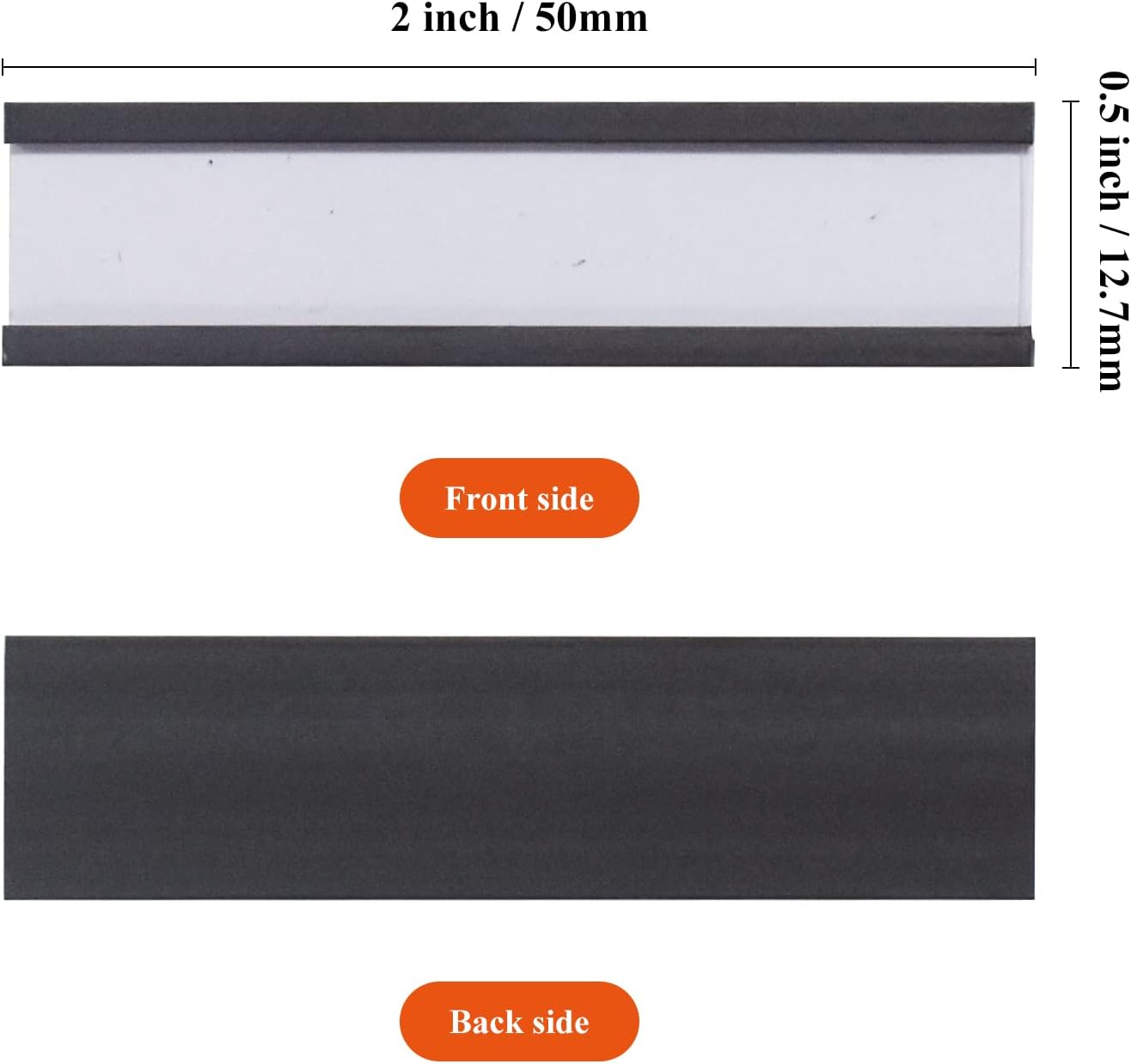 C Channel Magentic Label Holders 0.5x2 Inch with Paper Inserts and Clear Plastic Protectors,Magnetic Data Card Holders File Cabinet Labels,Pack of 50