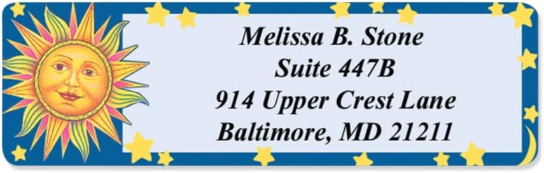 Celestial Blue Designer Rolled Address Labels with Elegant Plastic Dispenser