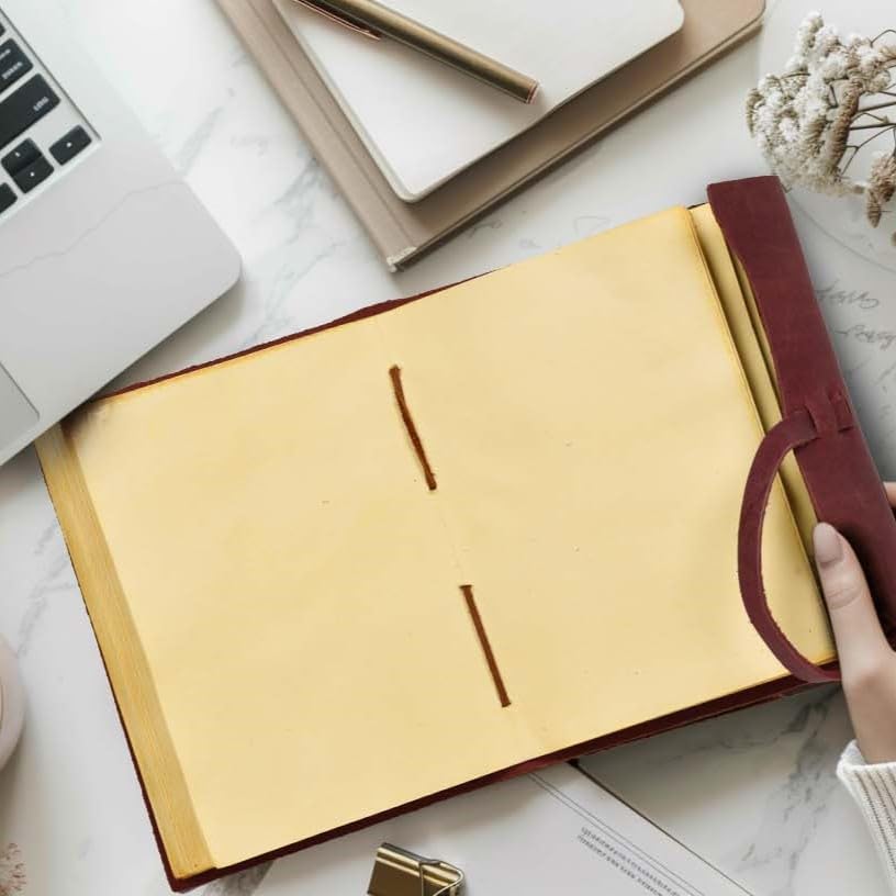 LEATHER VILLAGE Leather Bound Journal - Fuchsia, 7"X5", 220 Pages - Vintage Blank Paper Diary for Writing, Drawing, Sketchbook, and Travel Notebook - Ideal for Women and Men