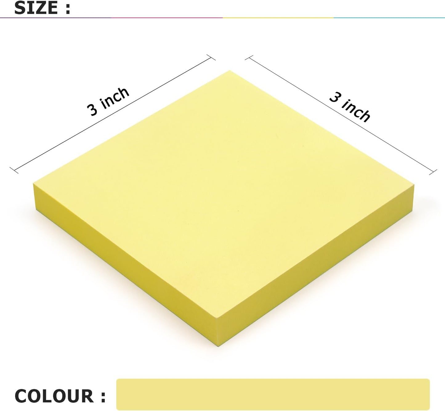 Sticky Notes 3x3 Self-Stick Notes Bright Colors Sticky Notes 4 Pads 100 Sheets/Pad (Yellow)