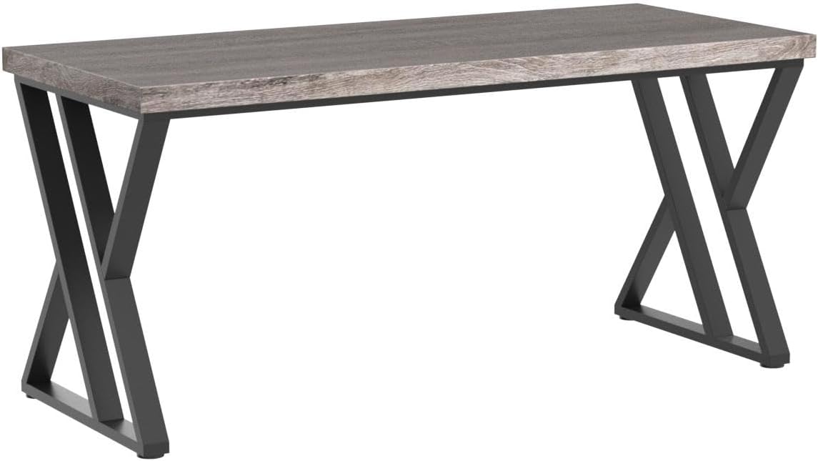 Tribesigns Writing Computer Desk, 55 inch Heavy Duty Study Desk with Z-Shaped Metal Leg, Modern Simple Home Office Computer Desk, Grey