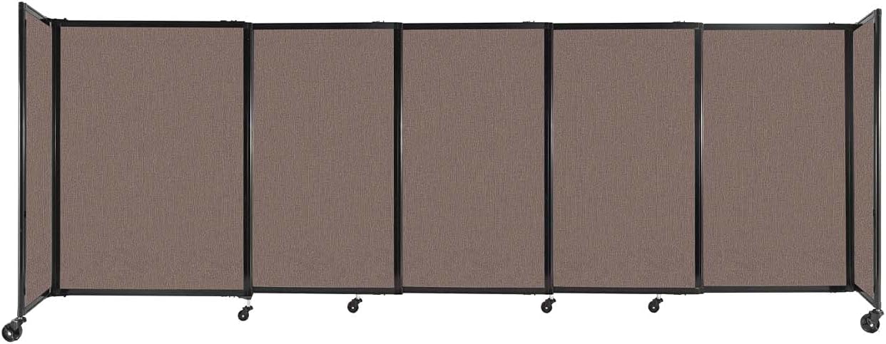 Versare Straightwall Sliding Portable Wall Partition | Freestanding Office Dividers | Locking Wheels | Temporary Room Separator | 11'3'' Wide x 4' Tall Latte Fabric Panels