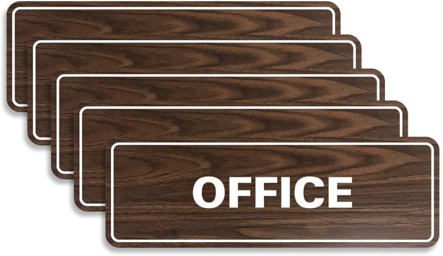 Signs ByLITA Standard Office Sign - Professional Business Signage - Easy to Install (Walnut) - Large 5 Pack