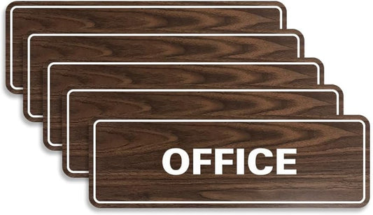 Signs ByLITA Standard Office Sign - Professional Business Signage - Easy to Install (Walnut) - Large 5 Pack