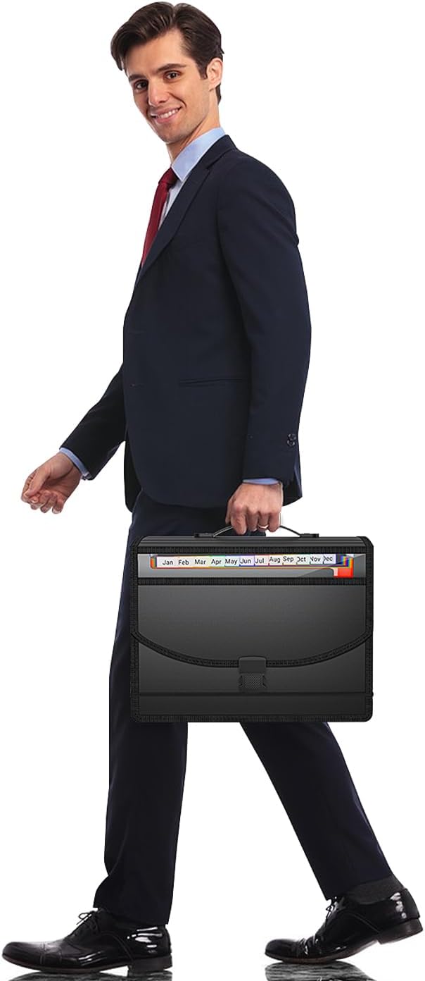 Expanding File Folder Accordion File Organizer with Handle,Fun Storage 13 Pockets Portable Document Organizer File Box Filing Organizer for Home School Office Traveling, A4 and Letter Size