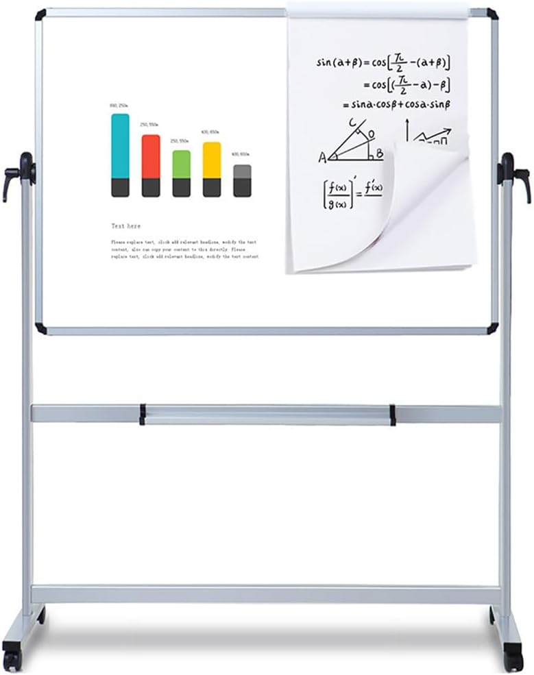 VIZ-PRO Double-Sided Magnetic Mobile Whiteboard, 48 x 36 Inches, Aluminium Frame and Stand