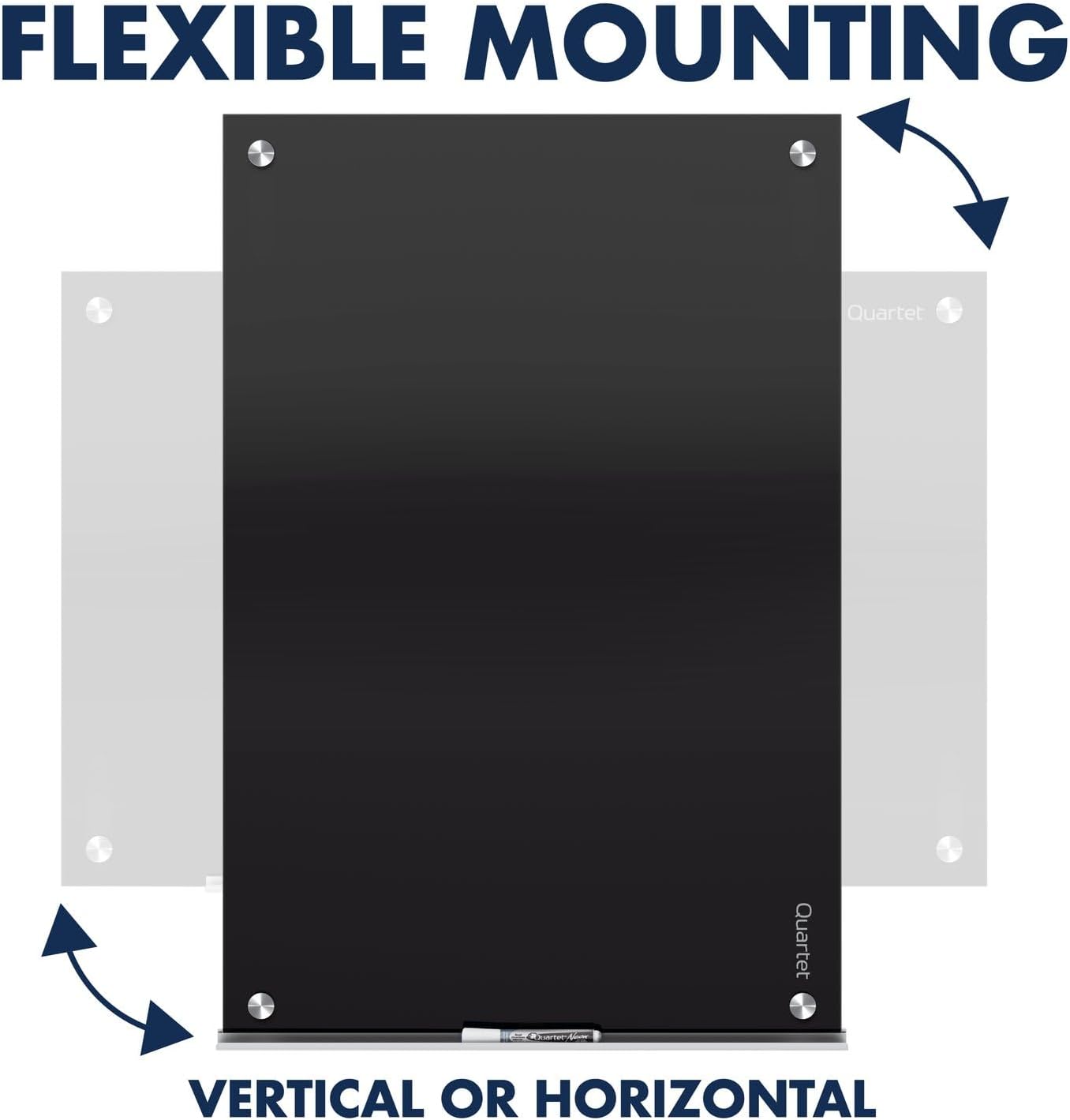 Quartet Glass Whiteboard, Magnetic Dry Erase White Board, 24" x 18", Black Surface, Infinity (G2418B)