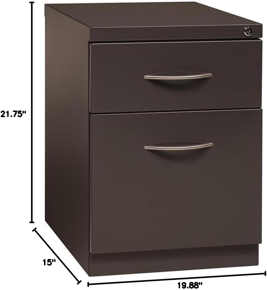 BOWERY HILL Mobile Pedestal File 2-Drawer Box/File with Arch Pull in Charcoal