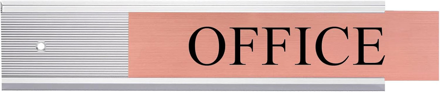 SINYUDUN 5 Pack Aluminum Wall or Door Name Plate Holder, Wall Mount Office Door Sign Holder with Double Sided Tape, for Business Department, Meeting Room, Room Number (Silver, 2" x 8")