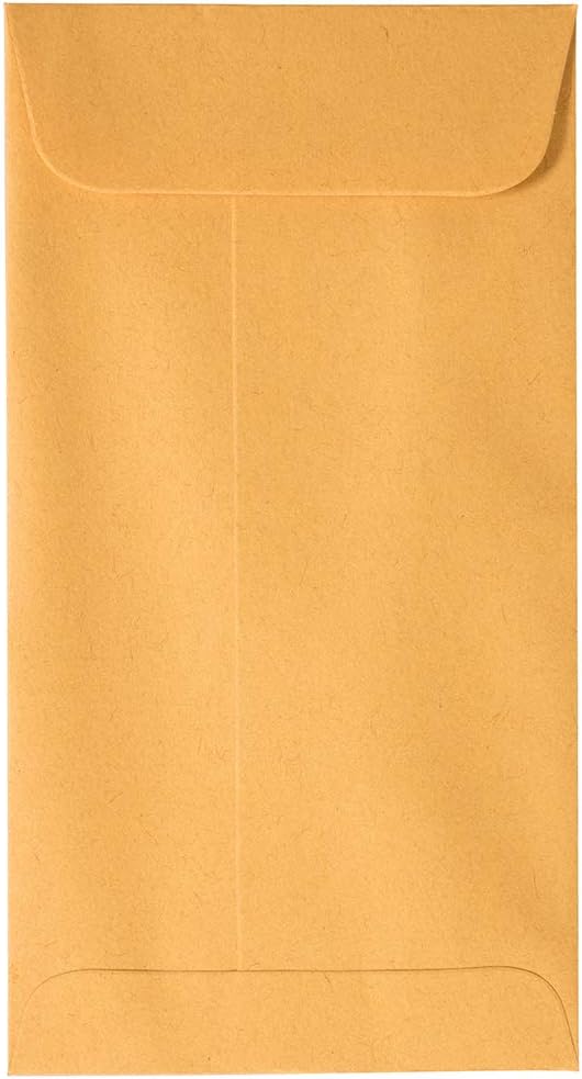 JAM PAPER #7 Coin Business Envelopes with Peel and Seal Closure - 3 1/2 x 6 1/2 - Brown Kraft Manila - Bulk 500/Carton