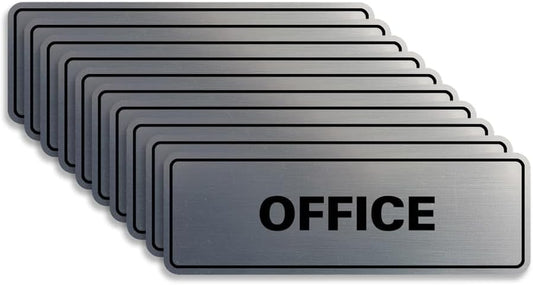 Signs ByLITA Standard Office Sign - Professional Business Signage - Easy to Install (Brushed Silver) - Small 10 Pack