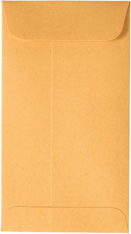 JAM PAPER #6 Coin Business Envelopes with Peel and Seal Closure - 3 3/8 x 6 - Brown Kraft Manila - Bulk 250/Box