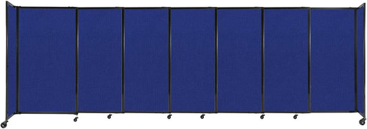 Versare Straightwall Sliding Portable Wall Partition | Freestanding Office Dividers | Locking Wheels | Temporary Room Separator | 15'6'' Wide x 5' Tall Royal Blue Fabric Panels