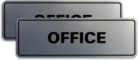 Signs ByLITA Standard Office Sign - Professional Business Signage - Easy to Install (Brushed Silver) - Medium 2 Pack