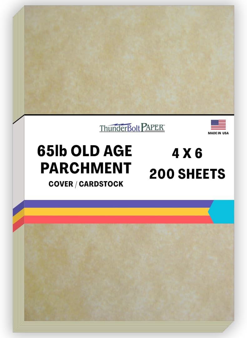 200 Old Age Parchment 65lb Cover Paper Sheets 4 X 6 Inches Cardstock Weight Colored Sheets 4X6 Inches Photo|Card|Frame Size - Printable Parchment Look