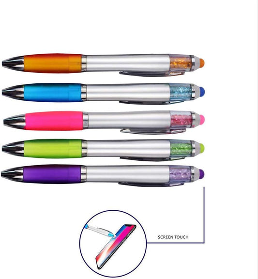 MiSiBao Stylus Pens for Touch Screens, Medium Point Pens with Crystals for Women and Kids Black Ink Pen with Stylus Ballpoint Pens with Comfort Grip for The Ipad(10 Count+4 Refills)