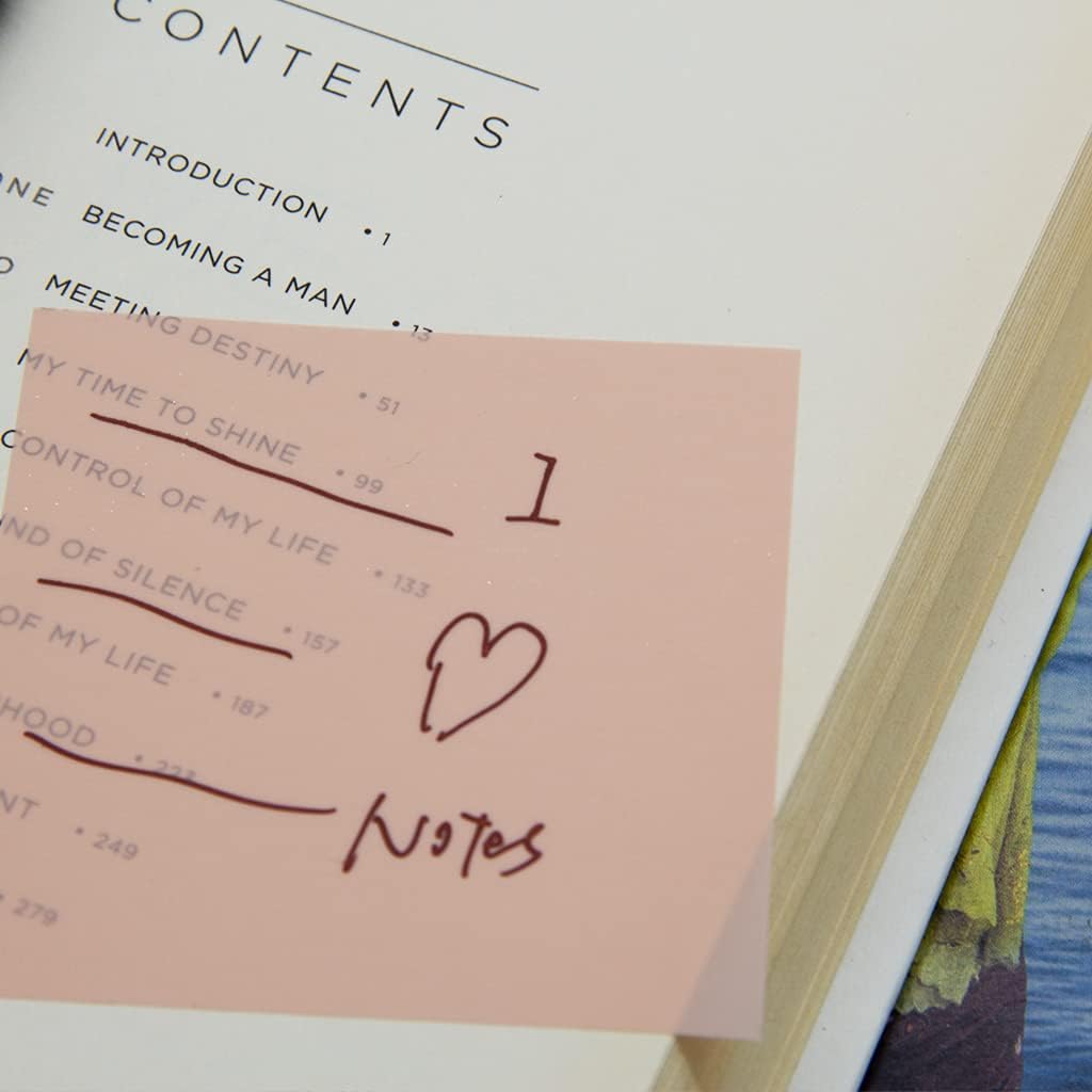 400 Sheets Pastel Transparent Sticky Notes, 3x3 inch See Through Sticky Notes, for Reading Writing Notes Book Markers, Office School Supplies, 50 Sheets/Pad (8 Pads)