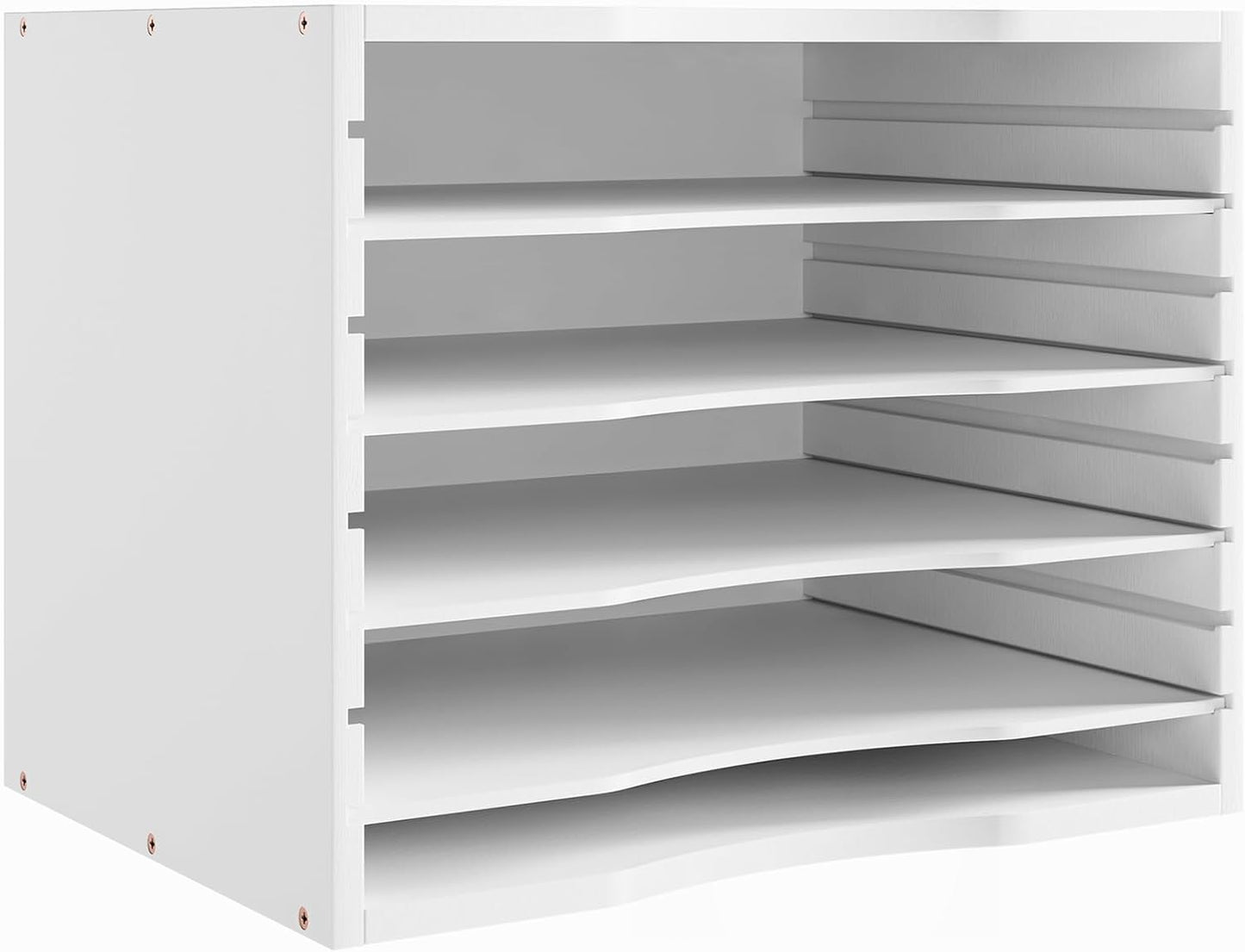 Bamjoy Bamboo 5 Tier Desktop Organizer, Paper Organizer Mail Sorter, File Holder Letter Document Storage with Adjustable Shelves for School Home Office, White