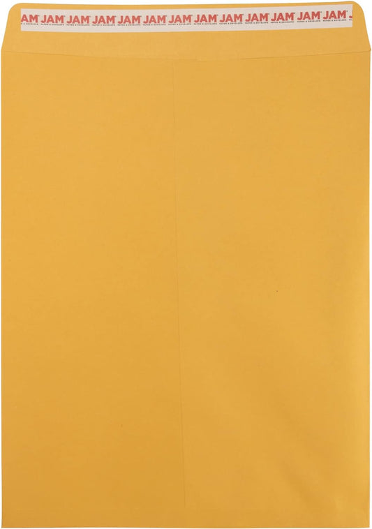 JAM PAPER 12 x 15 1/2 Open End Catalog Recycled Envelopes with Peel and Seal Closure - Brown Kraft - Bulk 250/Box