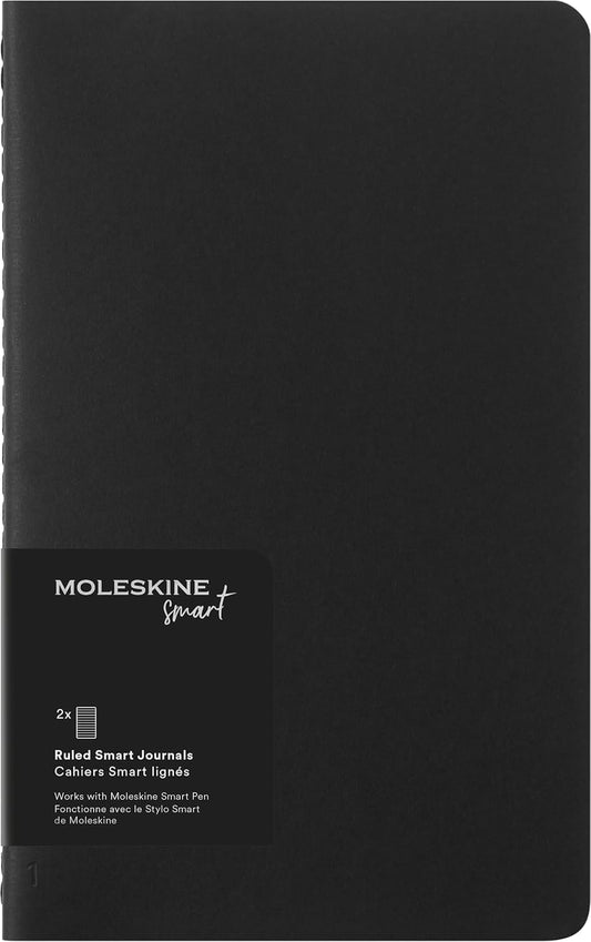 Moleskine Smart Cahier Journal, Large, Ruled, Black, Soft Cover (5 x 8.25)