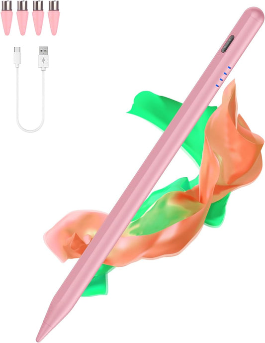 Stylus Pen for Android and iOS Touch Screen Pen,Tablet Pencil with 4 Pom Tip,Magnetic Phone Stylus Compatible with Samsung/Huawei/Lenovo/Mi/Vivo and Other Android Smartphone and Tablet Devices - Pink