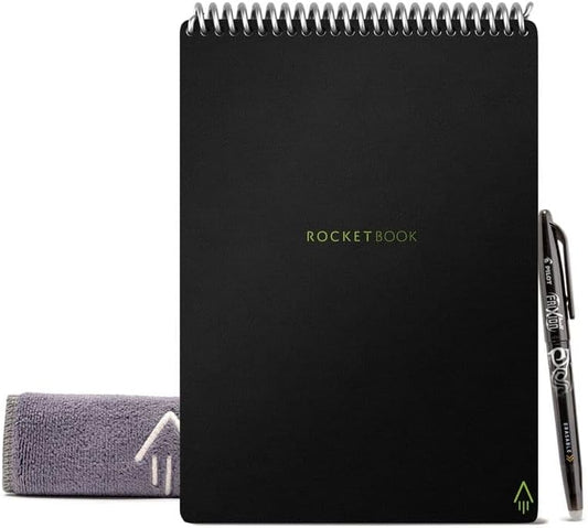 Rocketbook Smart Reusable Notebook, Flip Letter Size Spiral Notebook, Infinity Black, (8.5" x 11")
