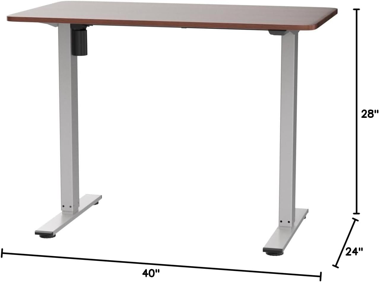 FLEXISPOT EN1 Electric Standing Desk, Sit Stand Desk Home Office Workstation, 42x24, Walnut Desktop + White Frame