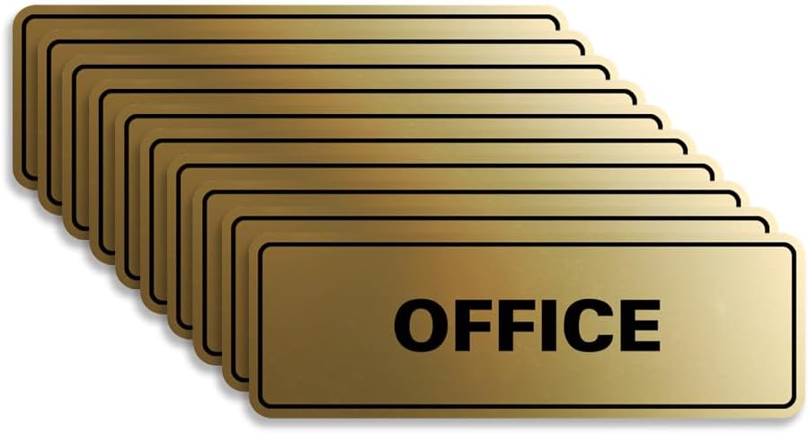 Signs ByLITA Standard Office Sign - Professional Business Signage - Easy to Install (Brushed Gold) - Small 10 Pack
