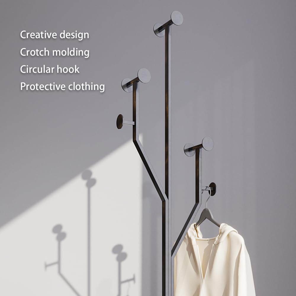 Sturdy Coat rack,Coat tree freestanding heavy duty with Marble Base,Metal standing coat rack for Bedroom,Entrance,Modern clothes hanger stand for Coats,Hats,Bags (black)