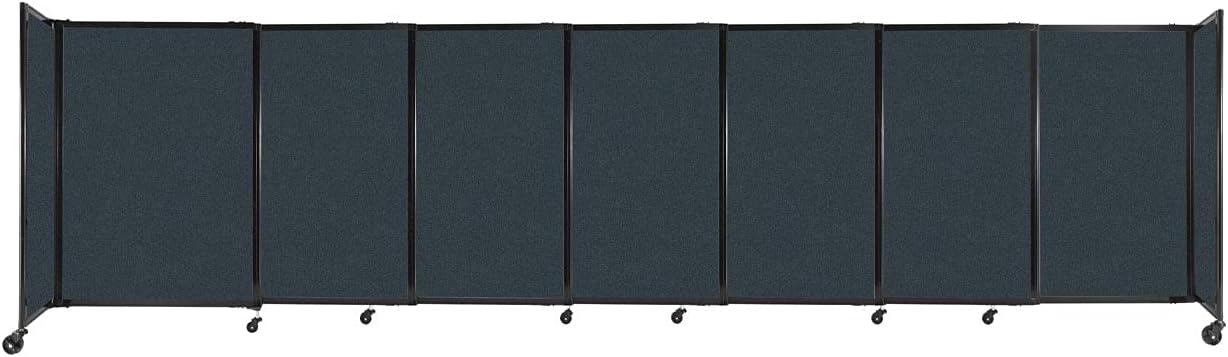 Versare Straightwall Sliding Portable Wall Partition | Freestanding Office Dividers | Locking Wheels | Temporary Room Separator | 15'6" Wide x 4' Tall Blue Spruce Fabric Panels