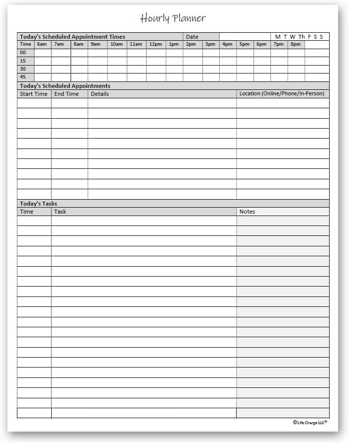 Hourly Planner Notepad. 60 Page Planning Pad w/Appointment Time Block, Task Log List & Note Sections. For Office Work Schedule & Time Management. 8.5 X 11, A4 Sheets.